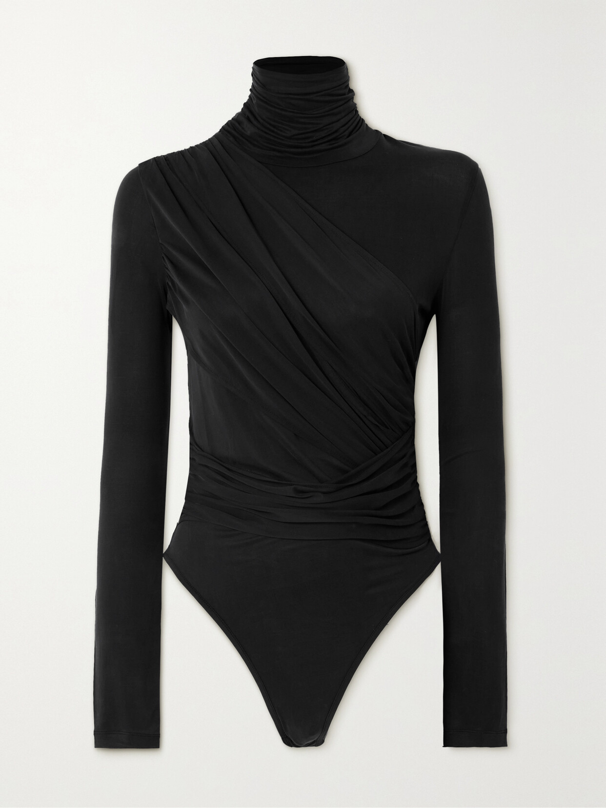 Gauge81 Patra Draped Stretch-jersey Turtleneck Bodysuit In Black