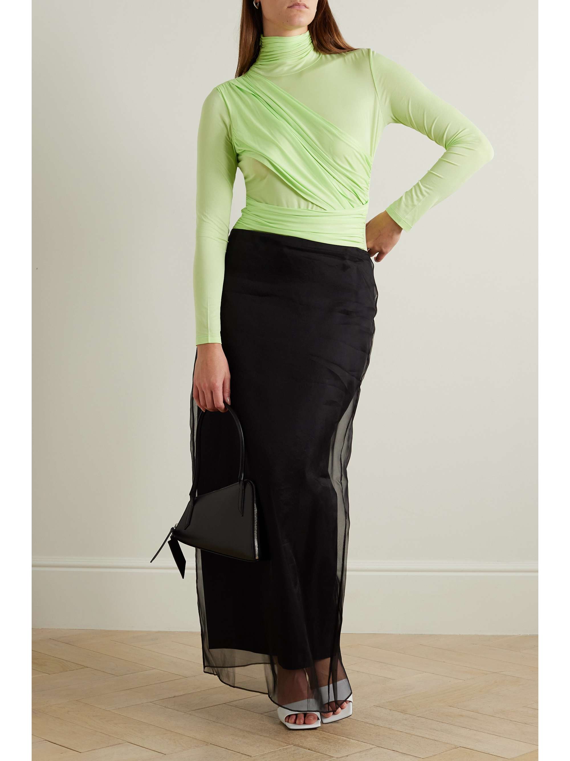 GAUGE81 Patra draped neon stretch-jersey turtleneck bodysuit | NET-A-PORTER