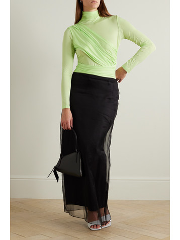 GAUGE81 Patra draped neon stretch-jersey turtleneck bodysuit