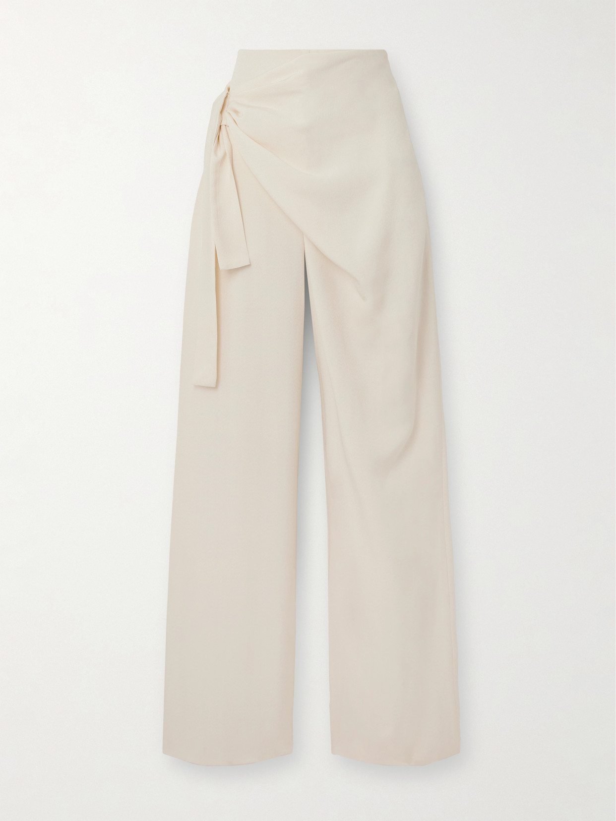 Gauge81 Carlow Knotted Draped Crepe Wide-leg Pants In Off-white