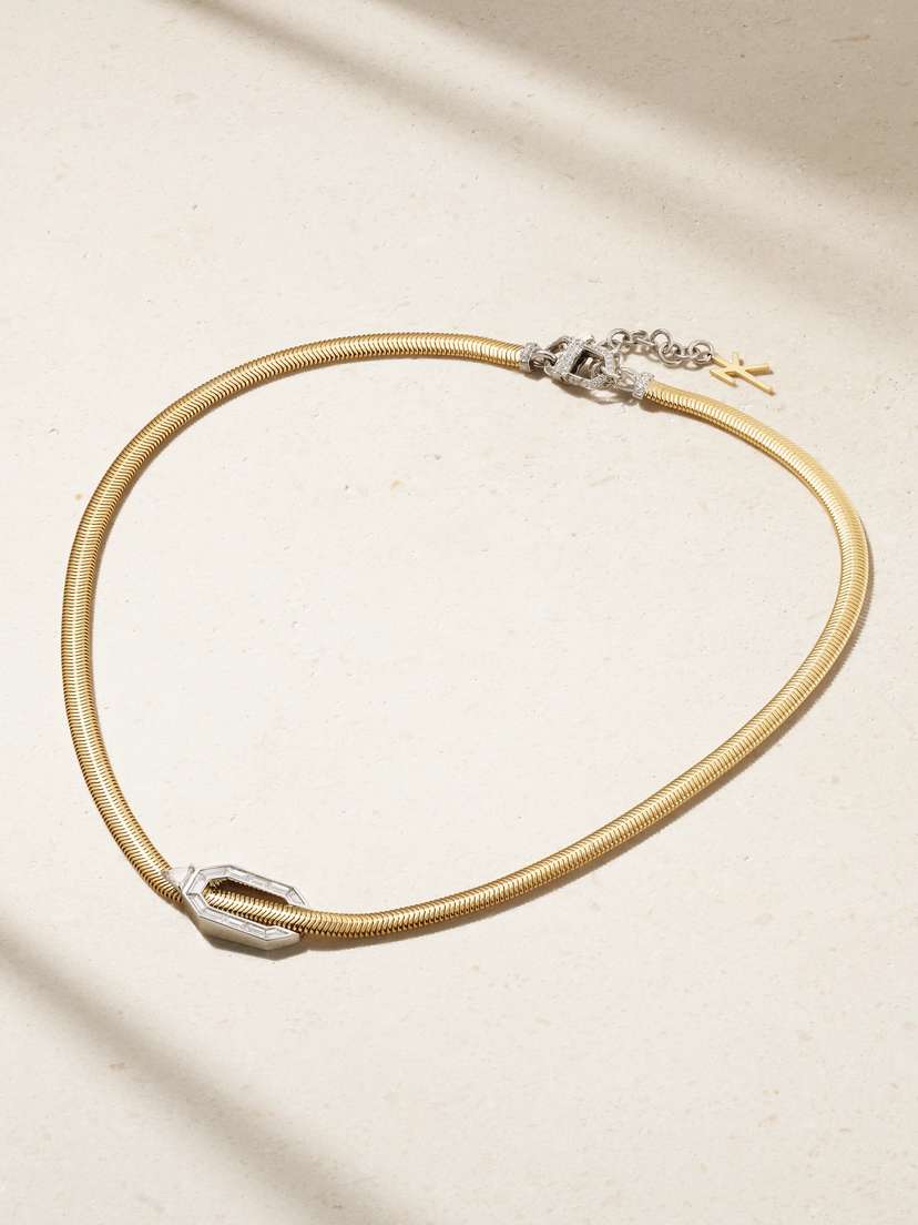 Nikos Koulis Feelings 18-karat Yellow And White Gold Diamond Necklace