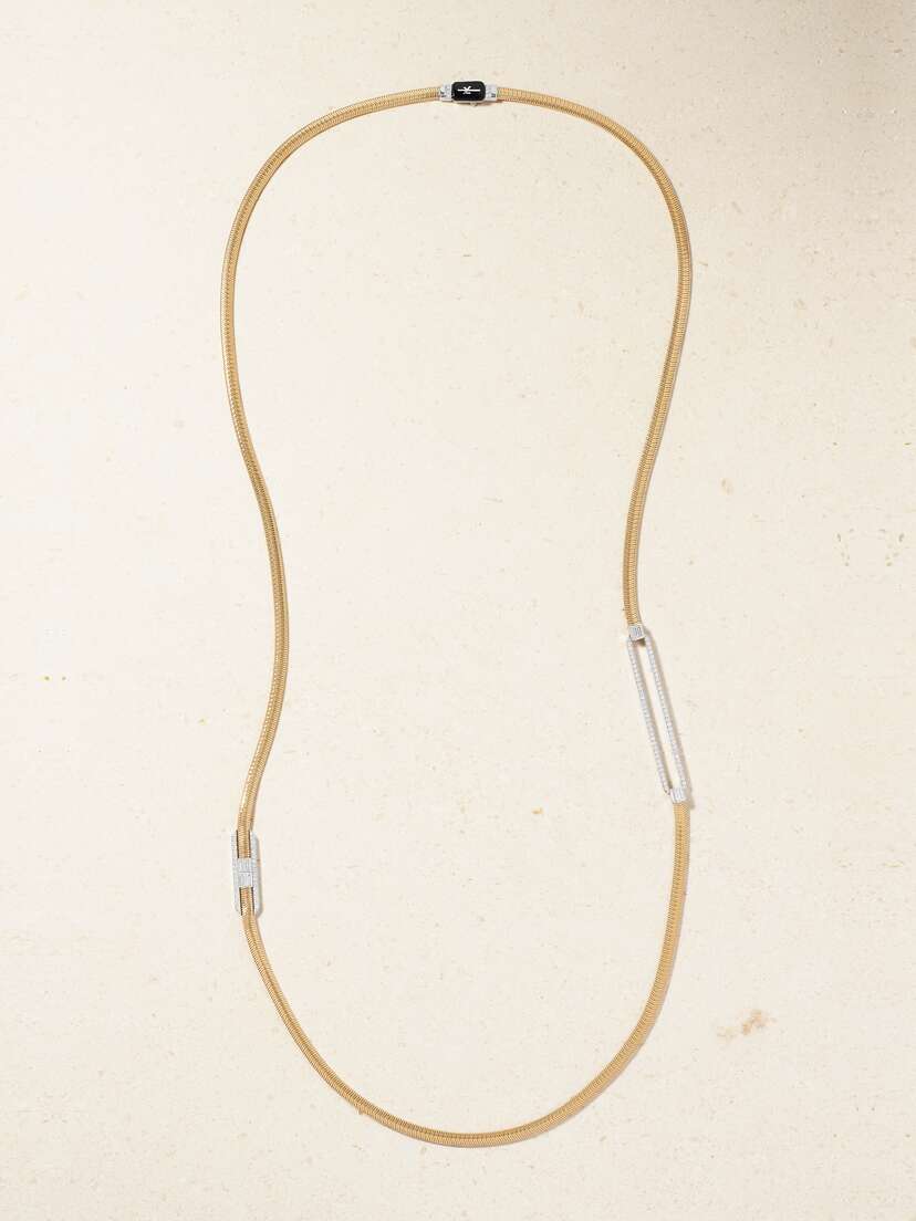 Nikos Koulis Feelings 18-karat Yellow And White Gold, Diamond And Enamel Necklace