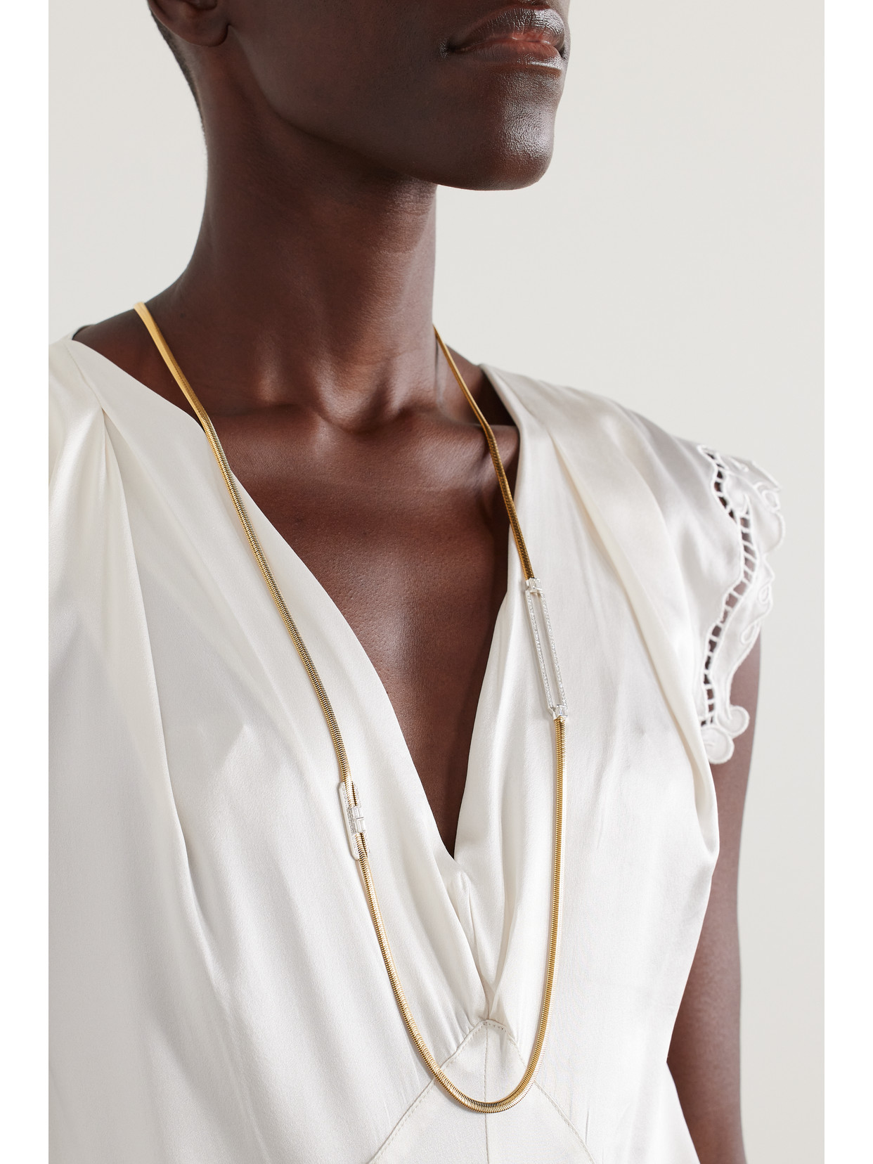 Nikos Koulis Feelings 18-karat Yellow And White Gold, Diamond And Enamel Necklace In Gold
