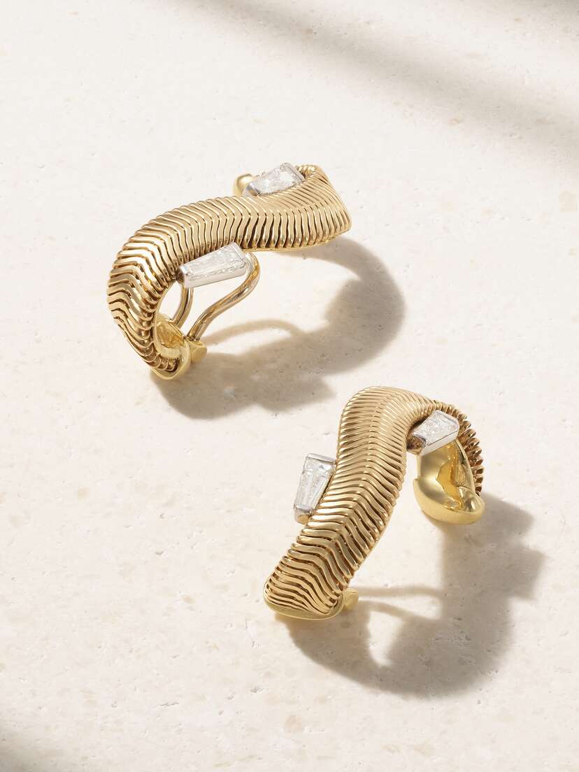 Nikos Koulis Feelings 18-karat White And Yellow Gold Diamond Clip Earrings