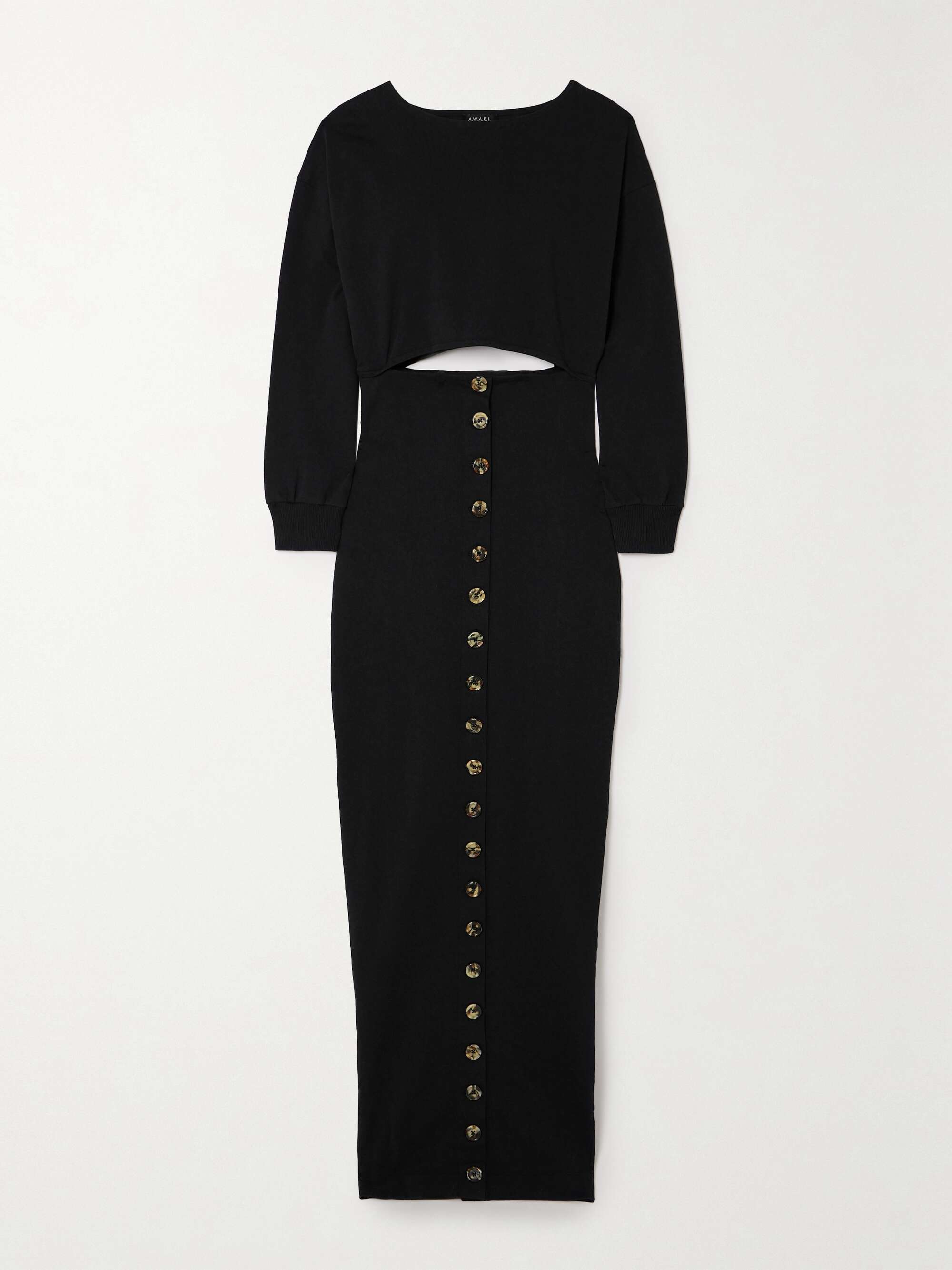 A.W.A.K.E. MODE Button-embellished cutout organic cotton-jersey 