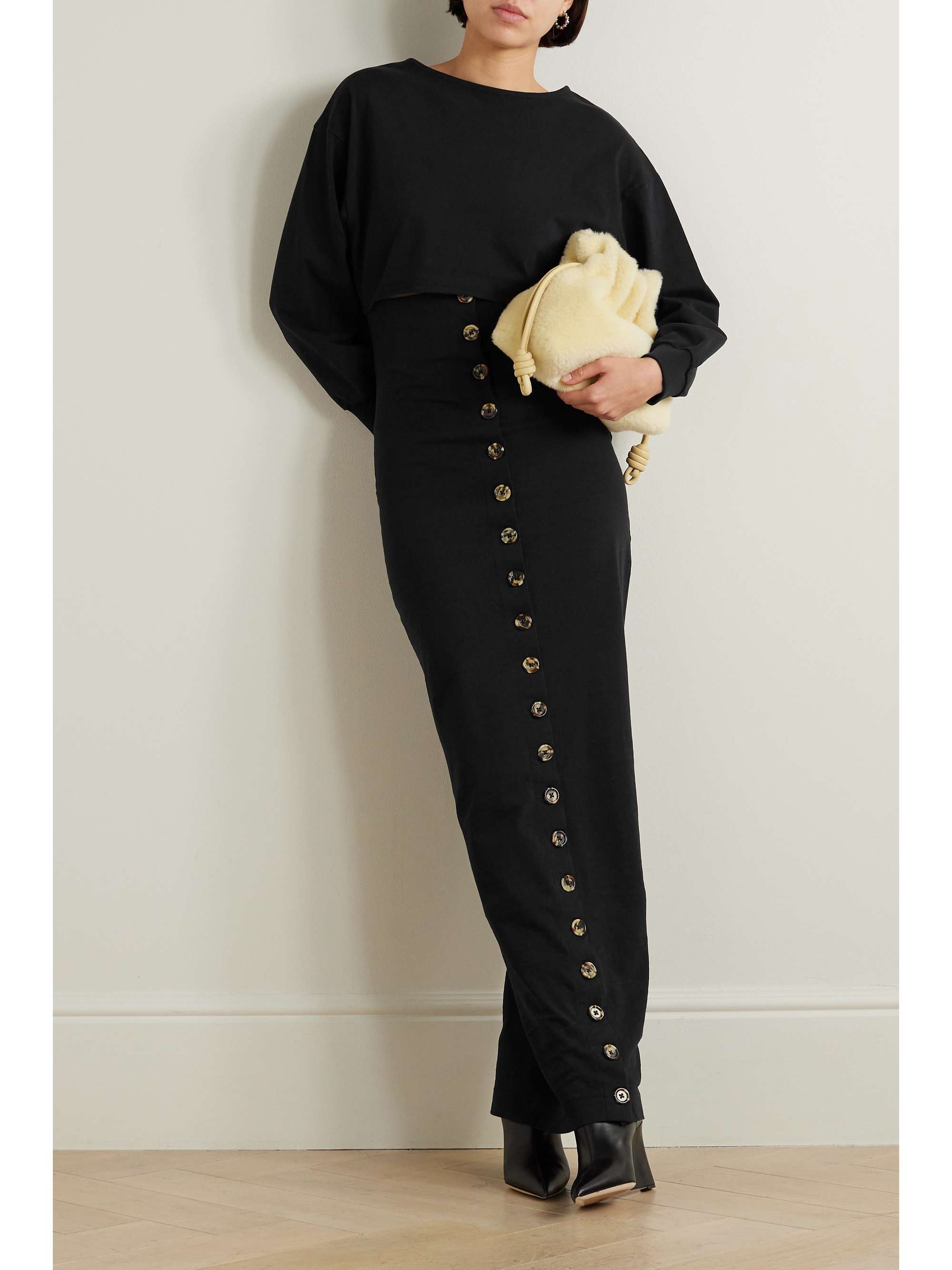A.W.A.K.E. MODE Button-embellished cutout organic cotton-jersey 