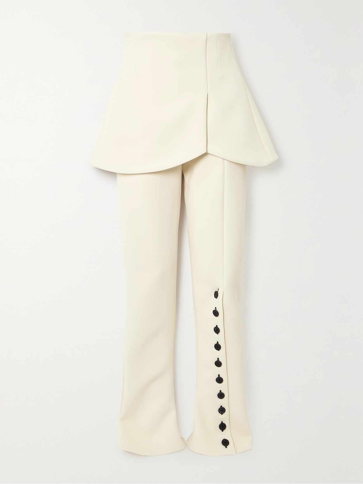 Shop A.w.a.k.e. Basque Layered Woven Flared Pants In Ivory