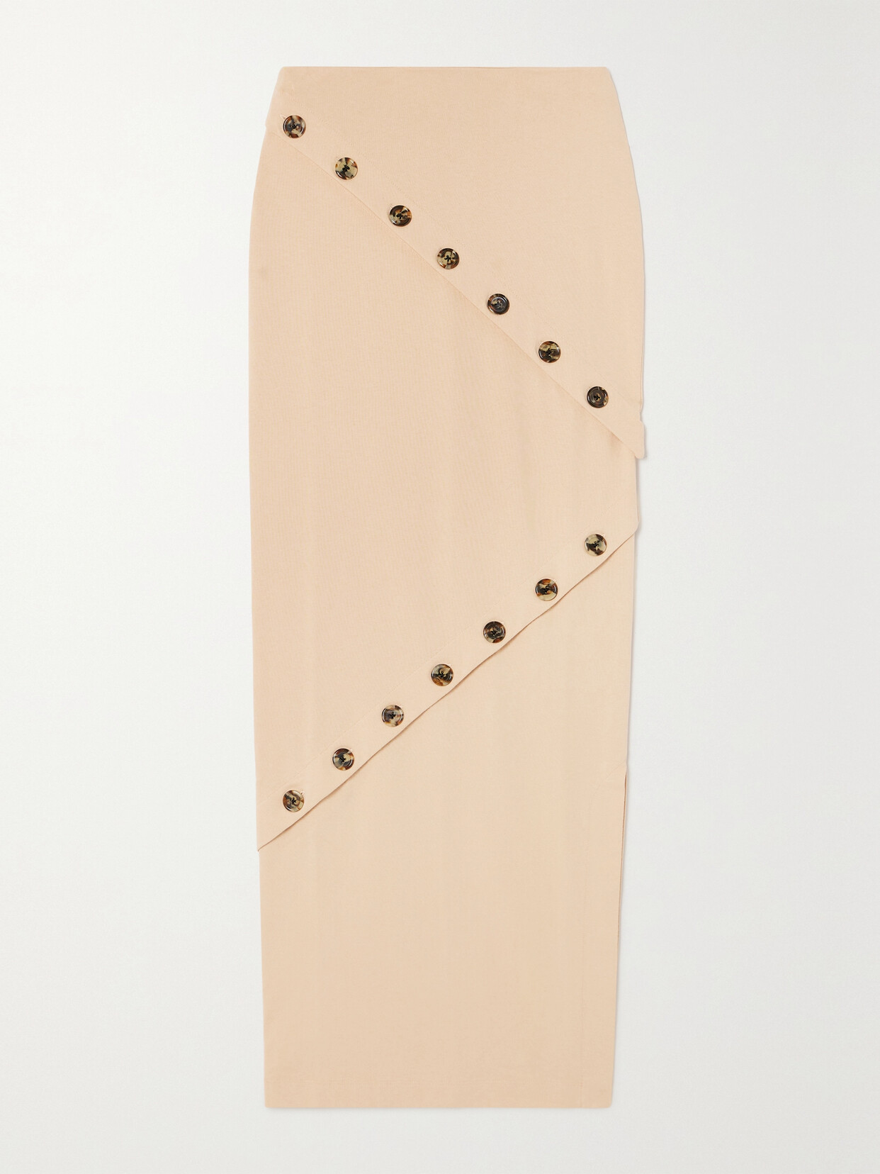 Button-embellished Organic Cotton-jersey Maxi Skirt