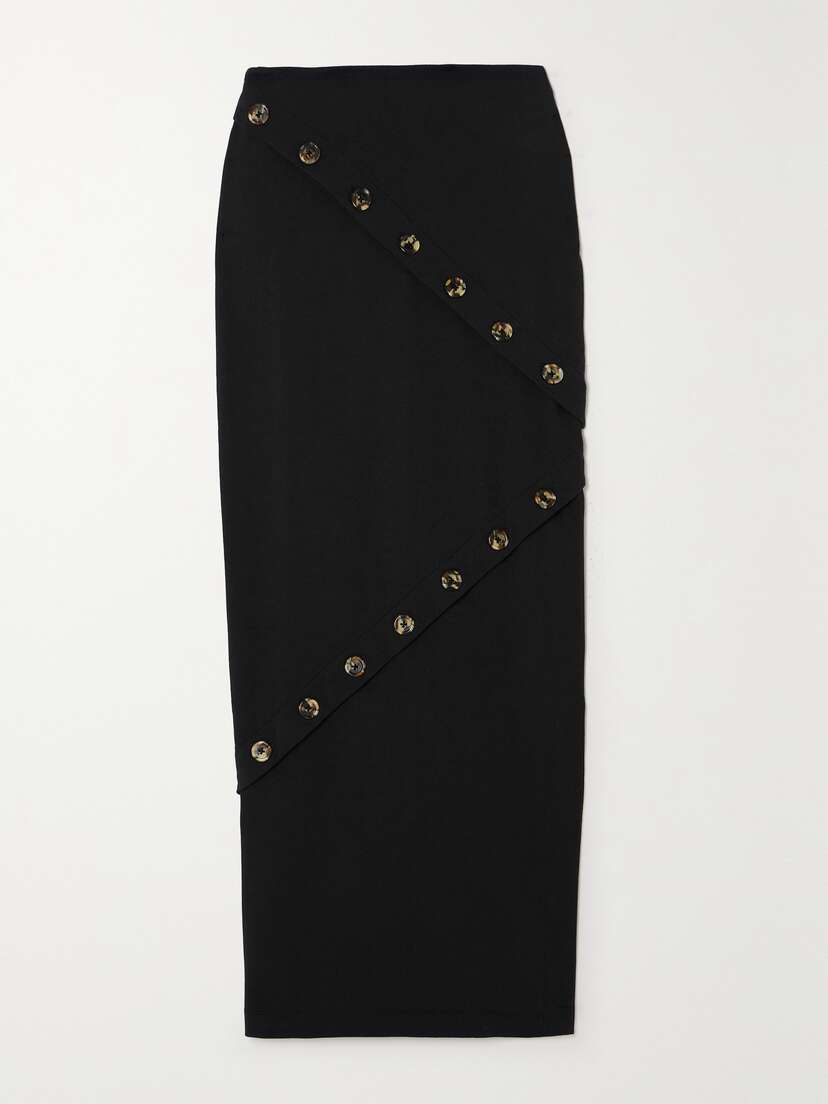 A.W.A.K.E. MODE Button-embellished Organic Cotton-jersey Maxi Skirt