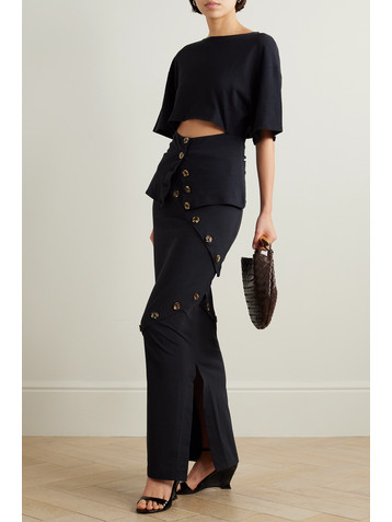 A.W.A.K.E. MODE Button-embellished organic cotton-jersey maxi skirt