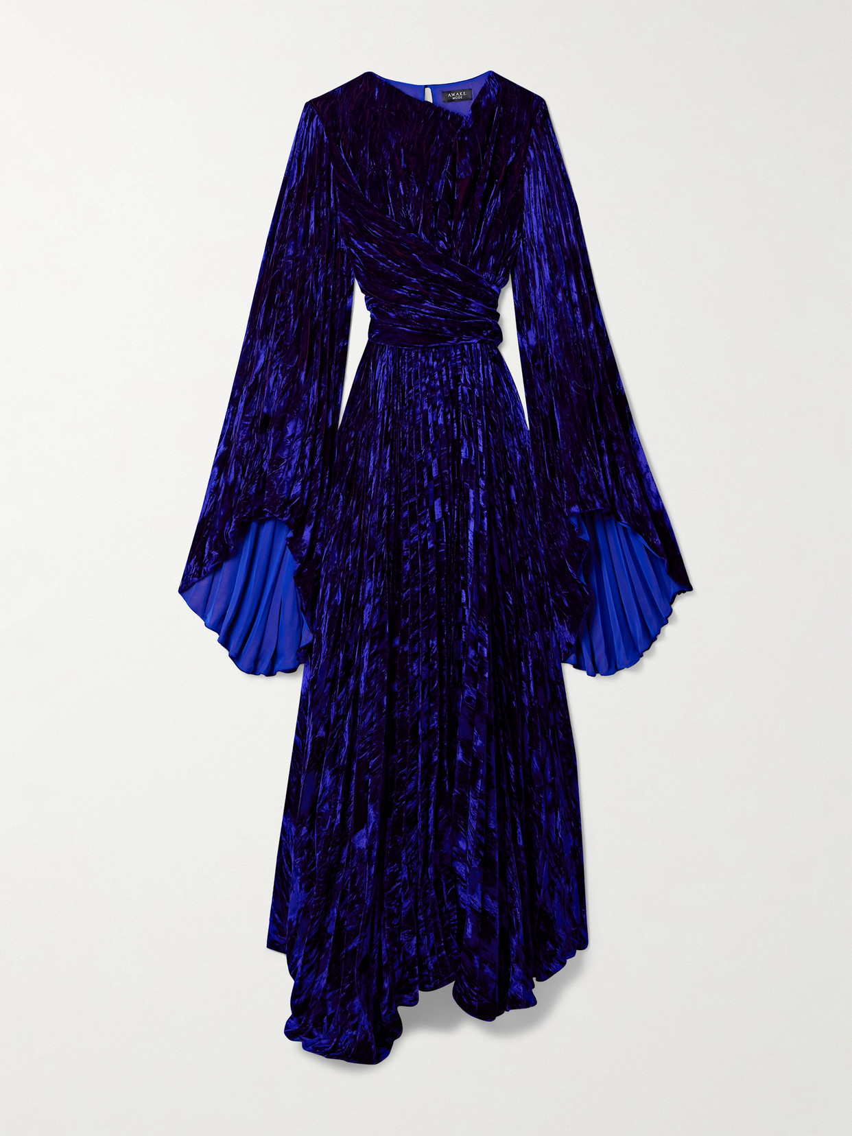 A.w.a.k.e. Belted Crinkled-velvet Maxi Dress In Purple