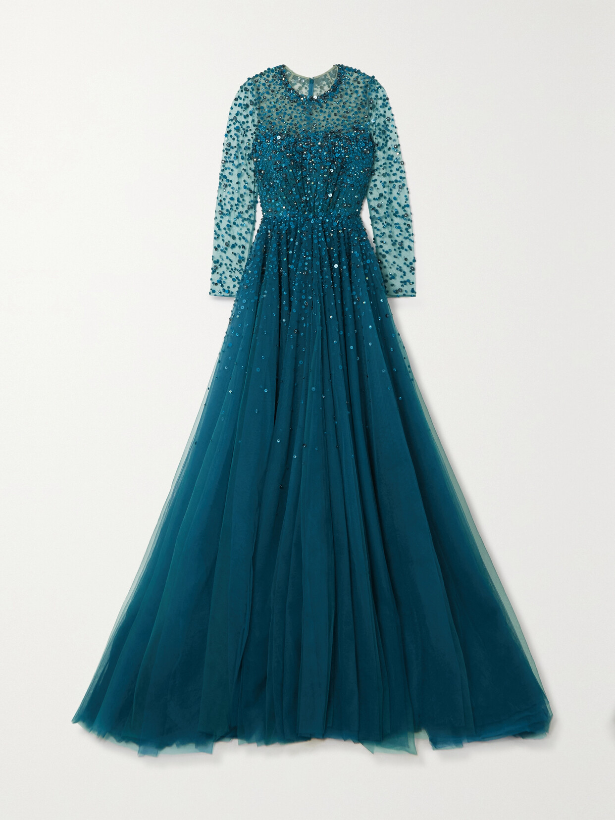 Jenny Packham - Constantine Embellished Sequined Tulle Gown - Blue