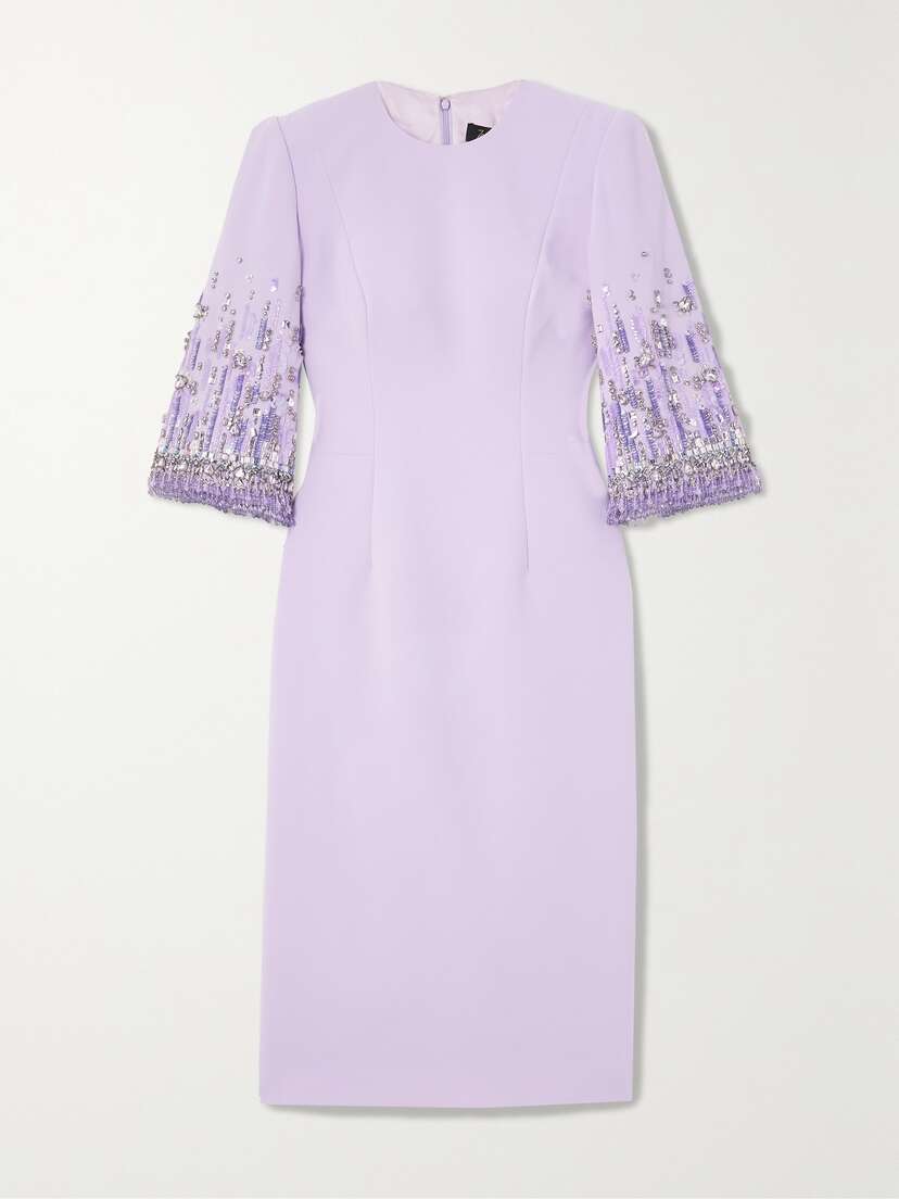 Jenny Packham Bergman Embellished Crepe Midi Dress - UK 20
