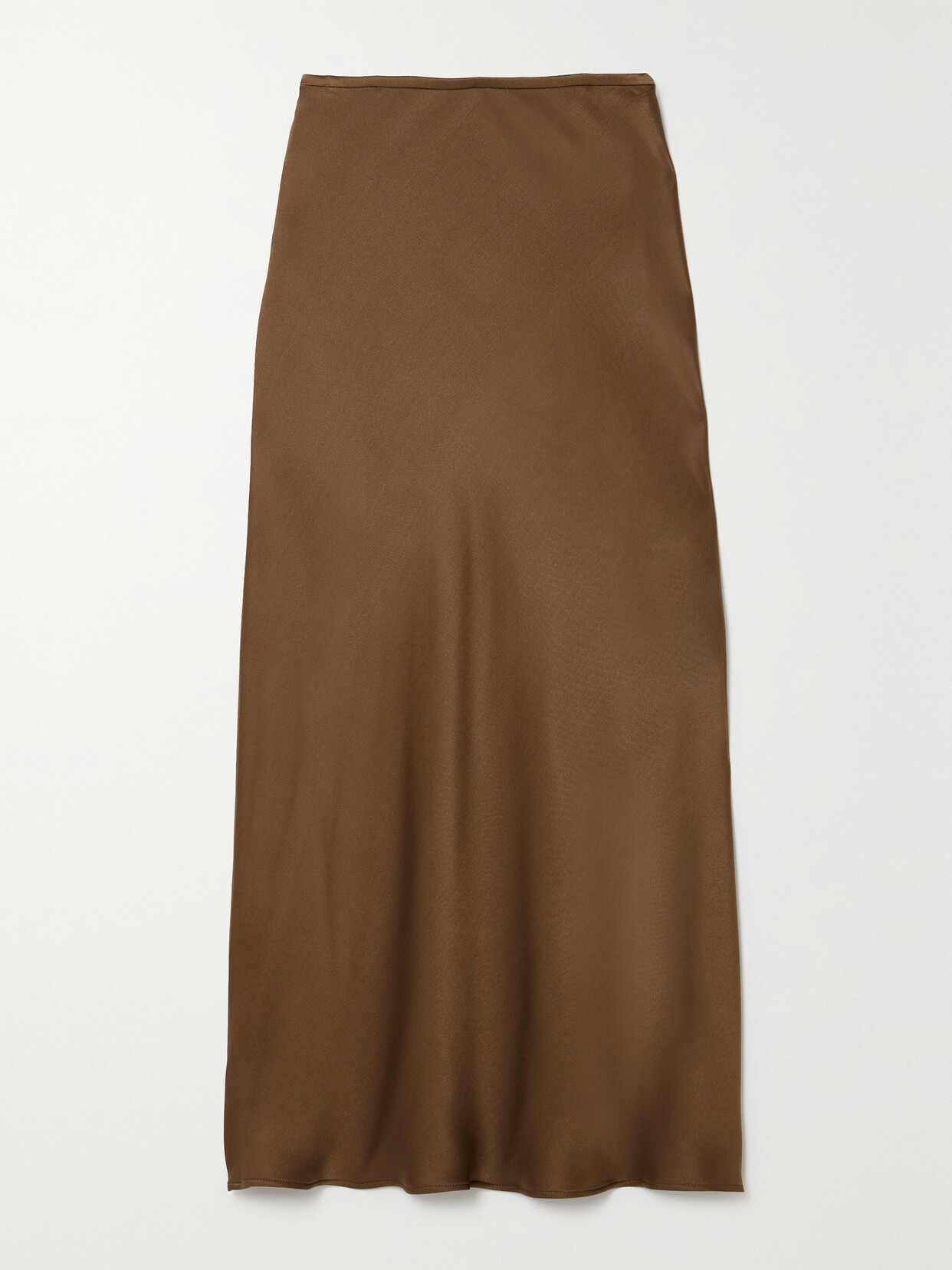 Loro Piana - Simona Silk-satin Midi Skirt - Brown