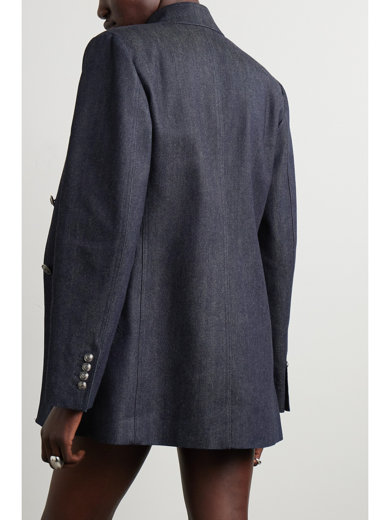 Loro Piana Nataniel Cotton Denim Mandarin Jacket In Blue