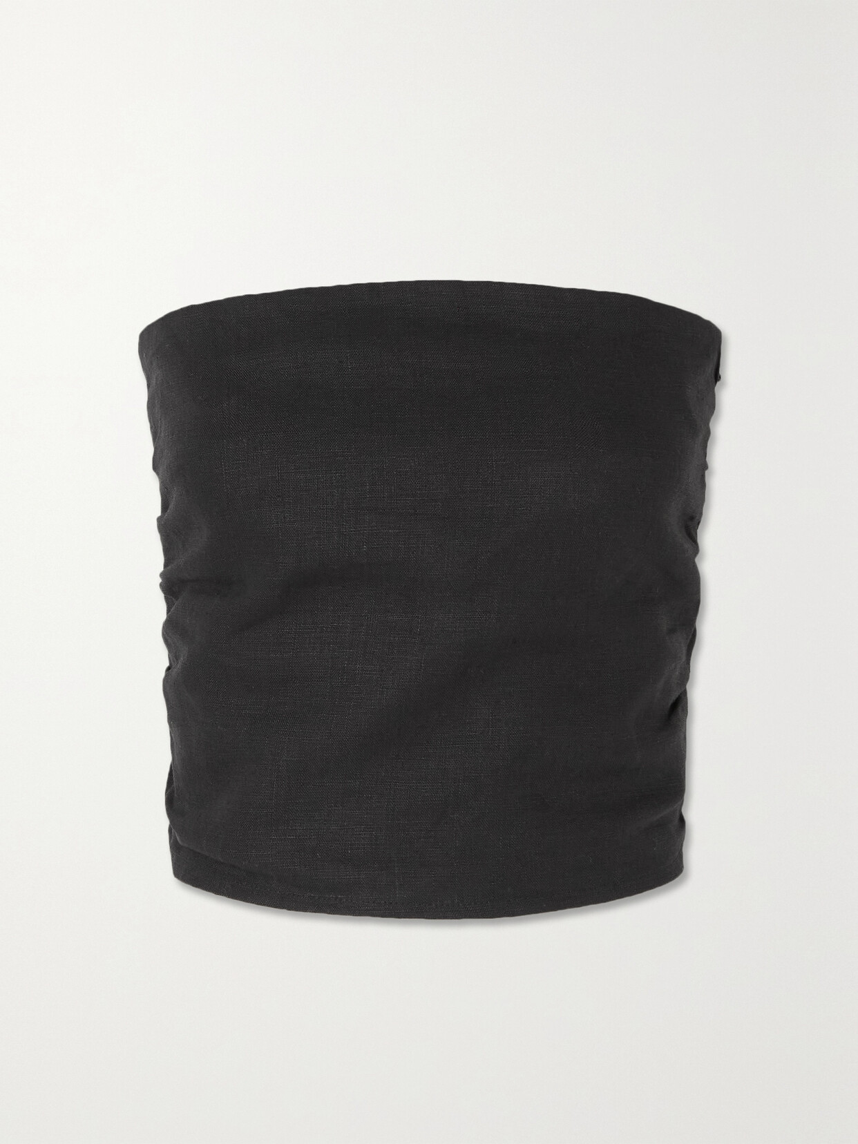 Faithfull The Brand + Net Sustain Praiyah Strapless Cropped Shirred Linen Top - Black