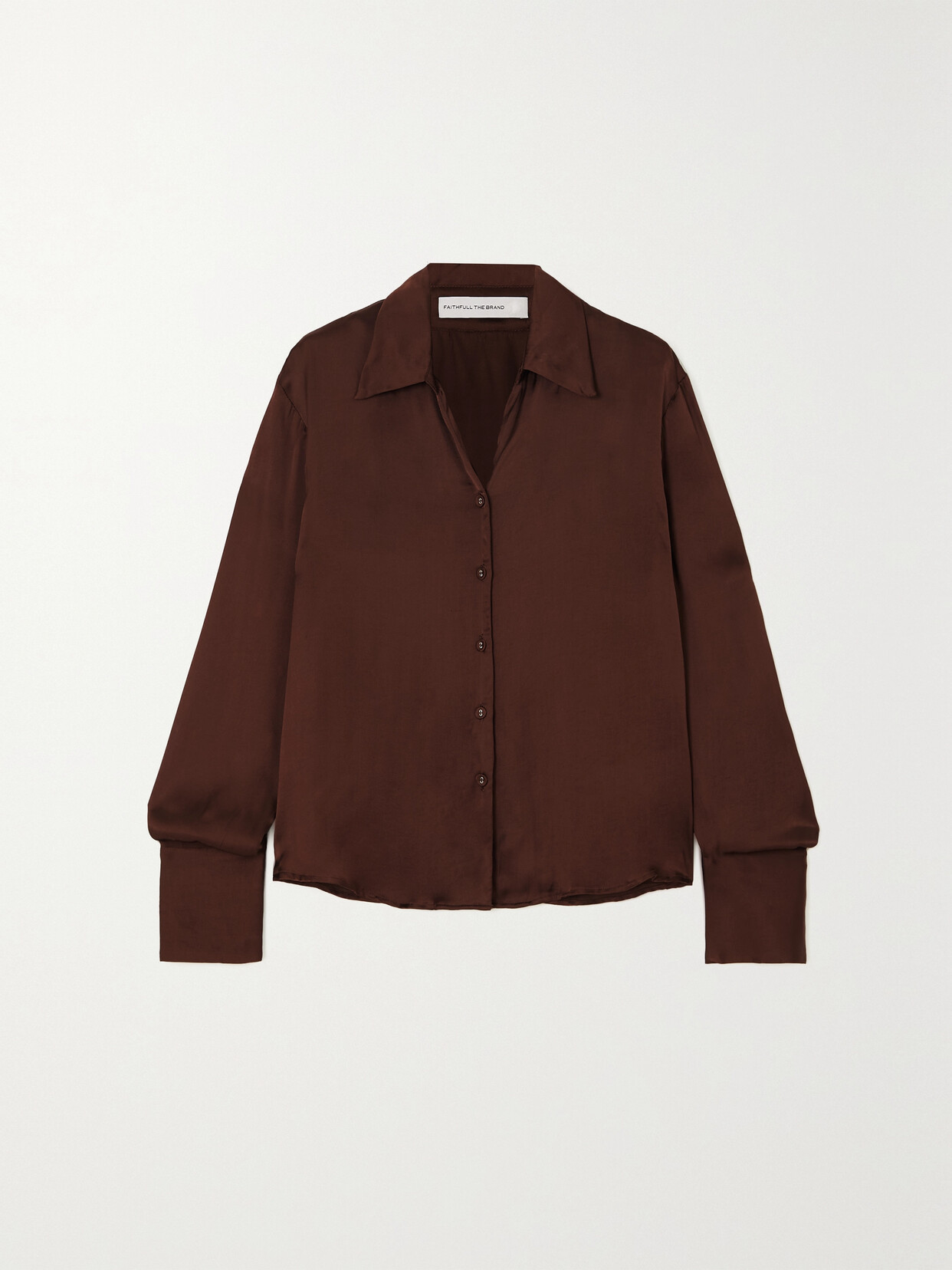 Faithfull The Brand Francisca Satin Shirt In Brown