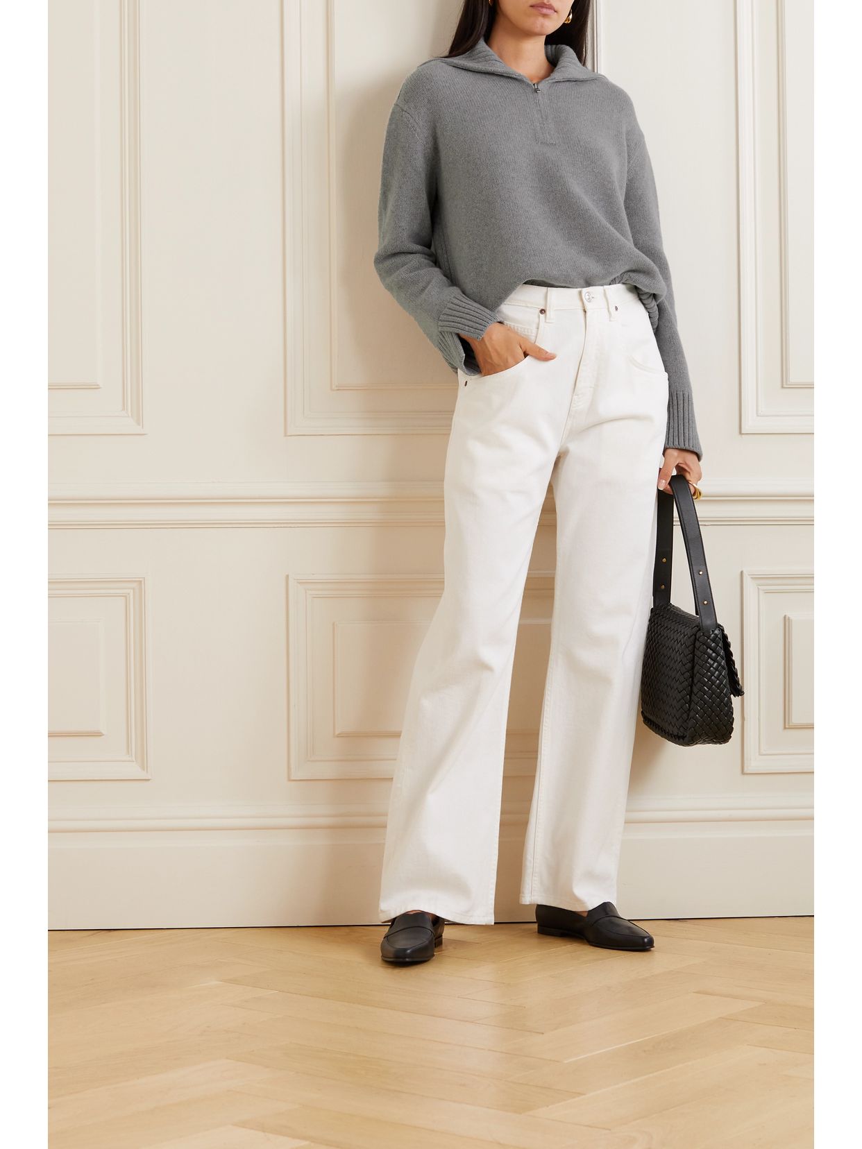 LOROPIANA 캐시미어 하프 집업 스웨터