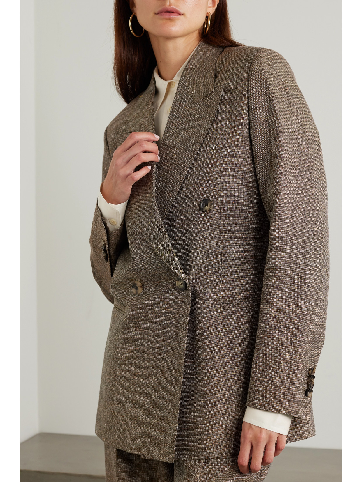 LORO PIANA AURORA DOUBLE-BREASTED WOVEN BLAZER