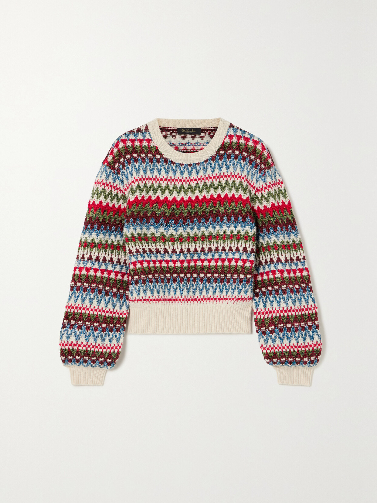 Shop Loro Piana Trujillo Fair Isle Silk, Cashmere And Cotton-blend Sweater In Multi