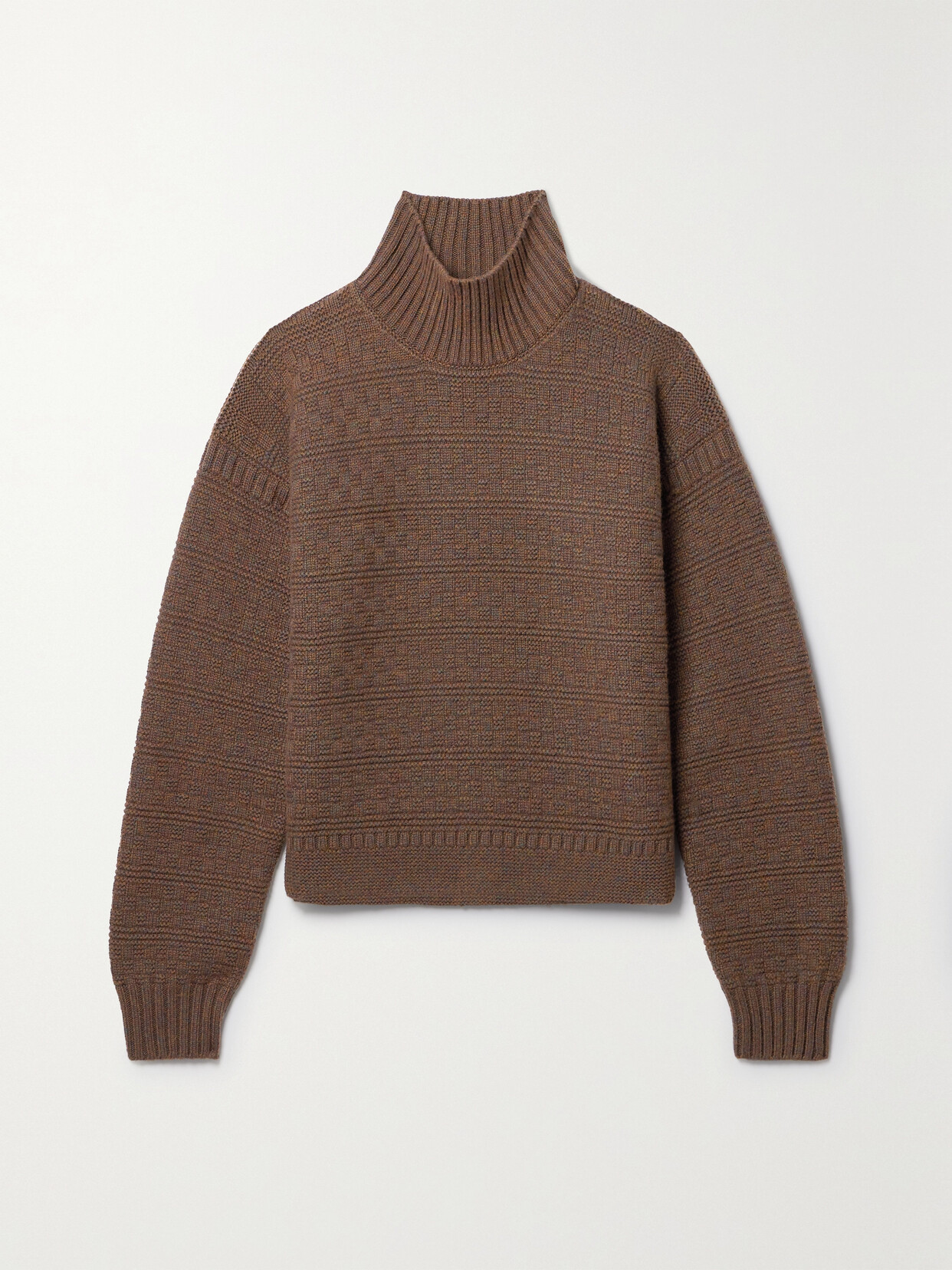 Loro Piana New Plymouth Cashmere Jacquard-knit Turtleneck Jumper In Brown