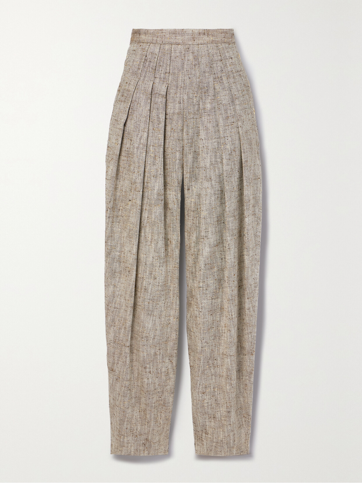 Loro Piana - Asael Pleated Silk, Hemp And Cotton-blend Tweed Tapered Pants - Multi