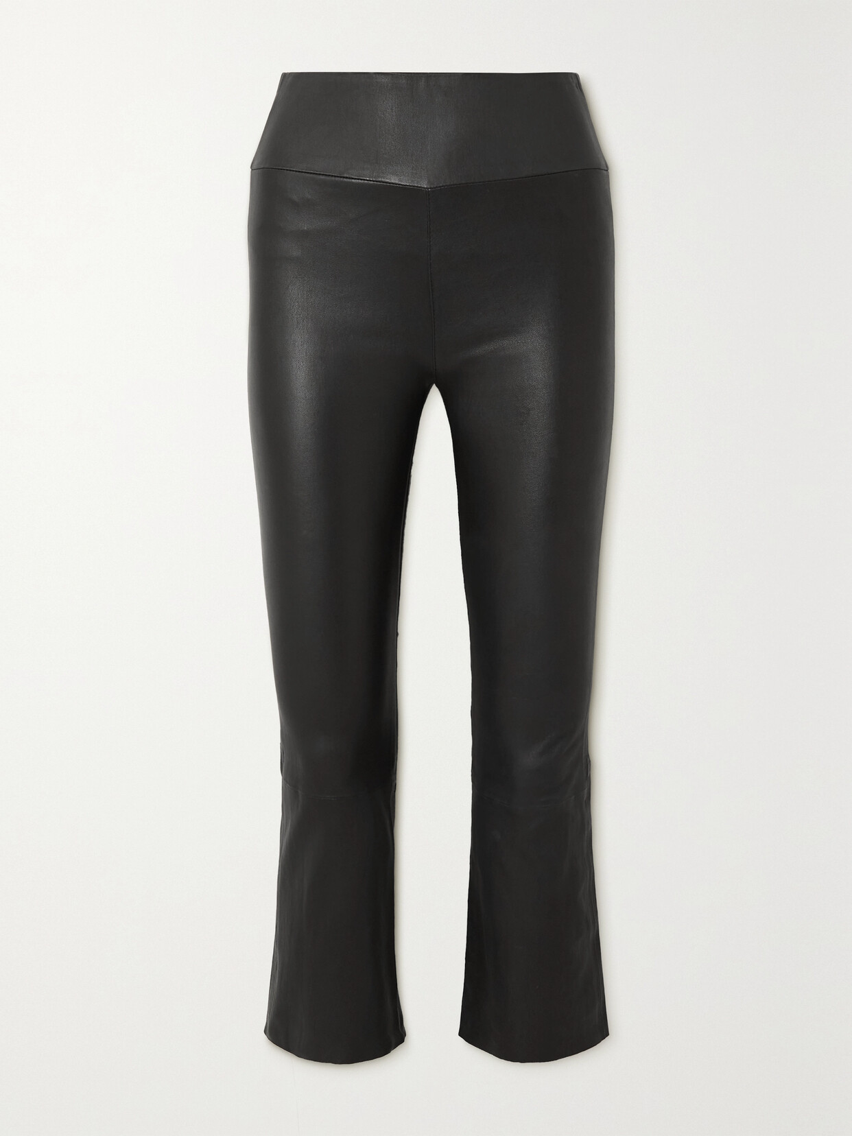 Shop Sprwmn Cropped Leather Leggings In Black