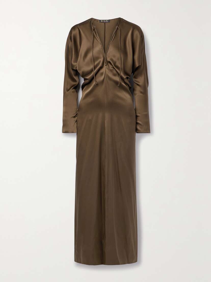 Loro Piana Draped Silk-satin Maxi Dress