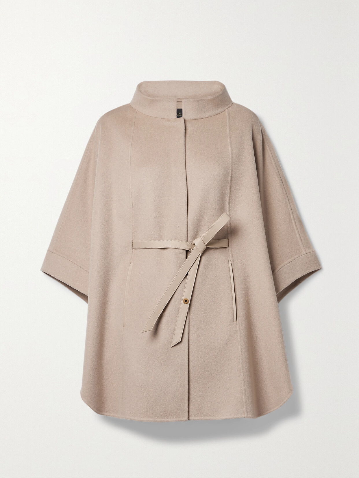 Loro Piana - Belted Leather-trimmed Cashmere Cape - Neutrals