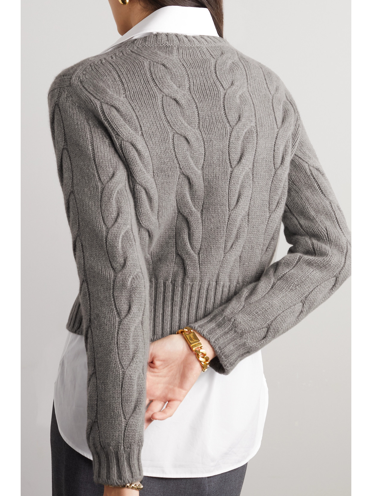 Shop Loro Piana Cable-knit Cashmere Sweater In Gray