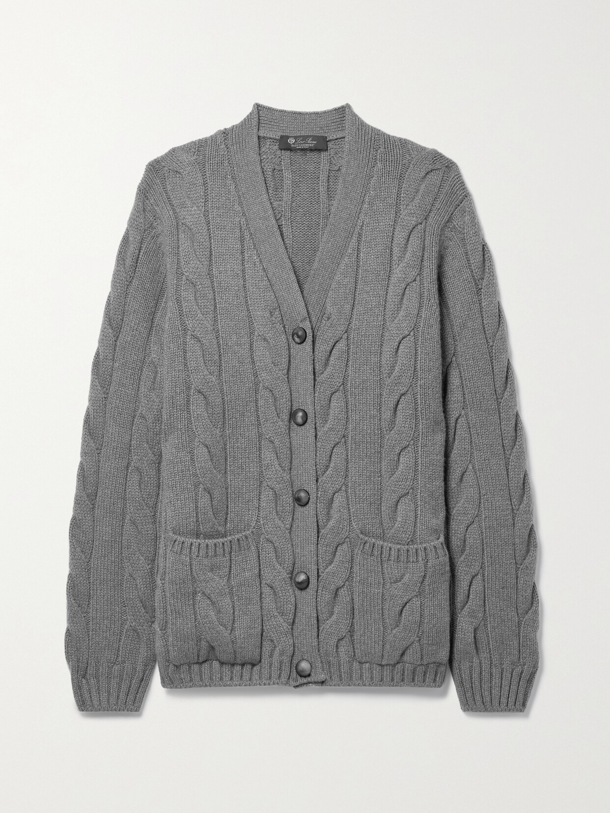 Shop Loro Piana Napier Cable-knit Cashmere Cardigan In Gray