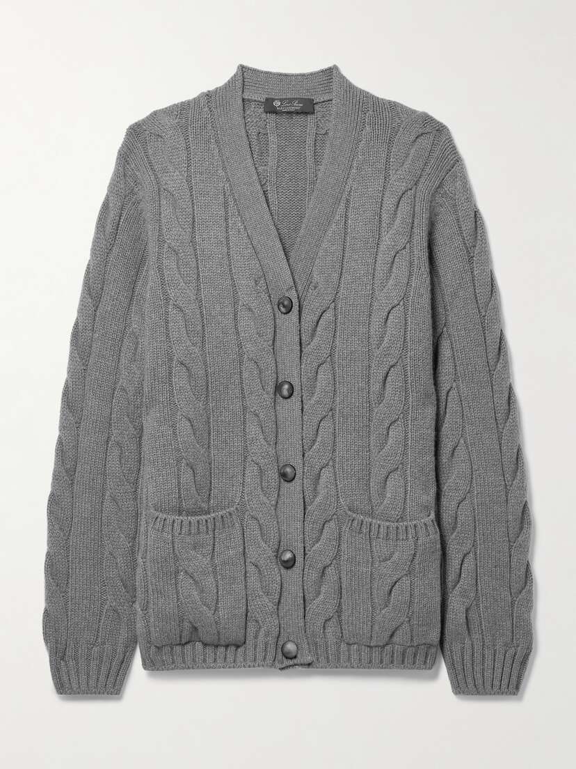 Loro Piana Napier Cable-knit Cashmere Cardigan