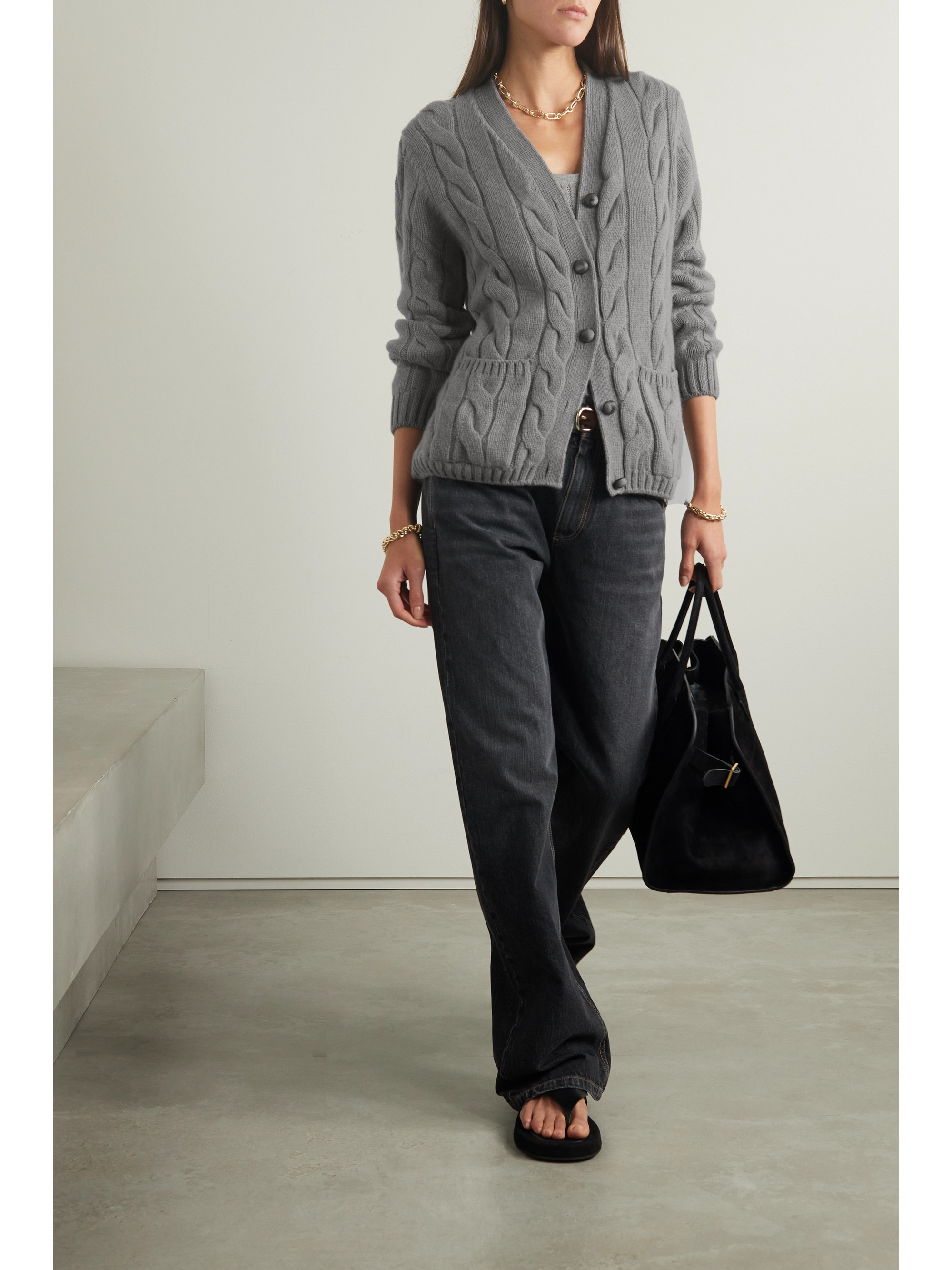 Loro Piana Napier cable-knit cashmere cardigan