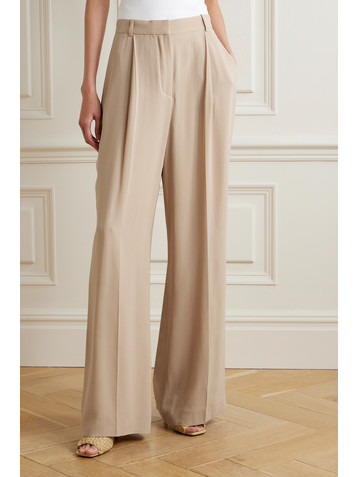 Loro Piana Jail pleated pinstriped silk-blend georgette wide-leg pants