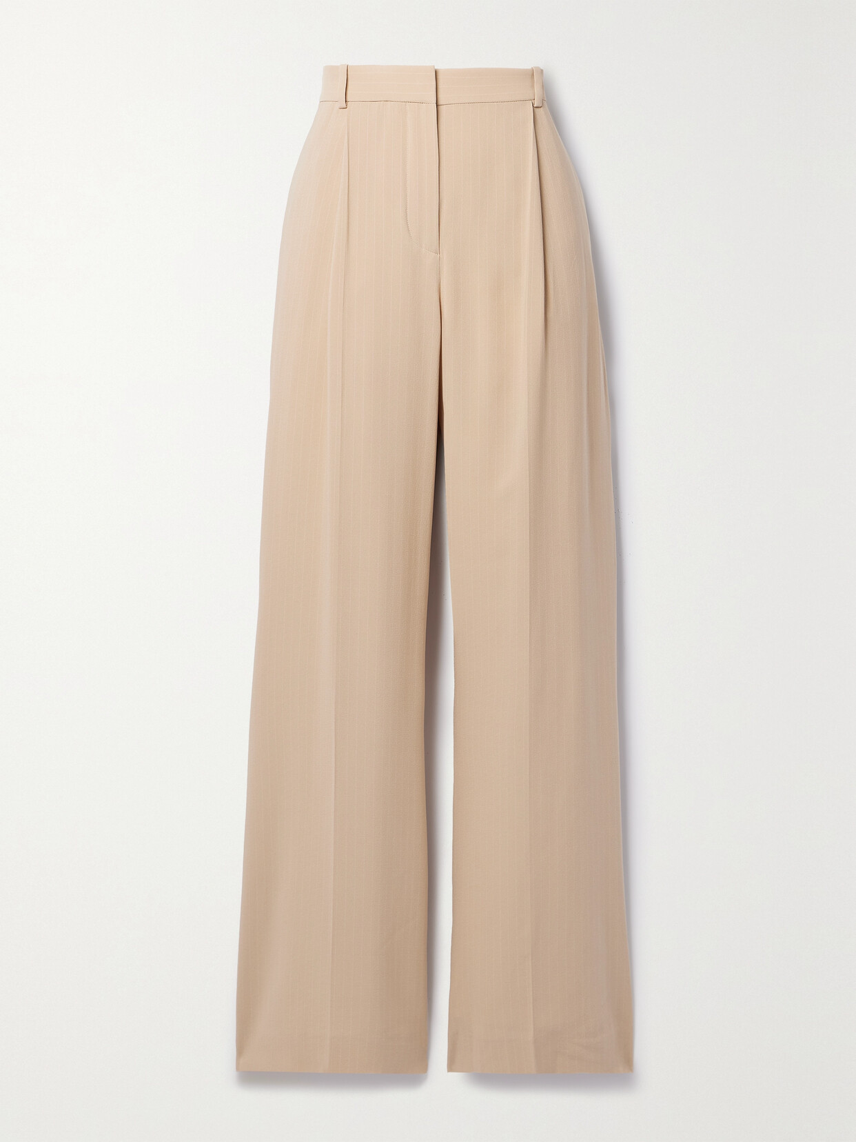 Loro Piana Jail Pleated Pinstriped Silk-blend Georgette Wide-leg Pants In Neutrals