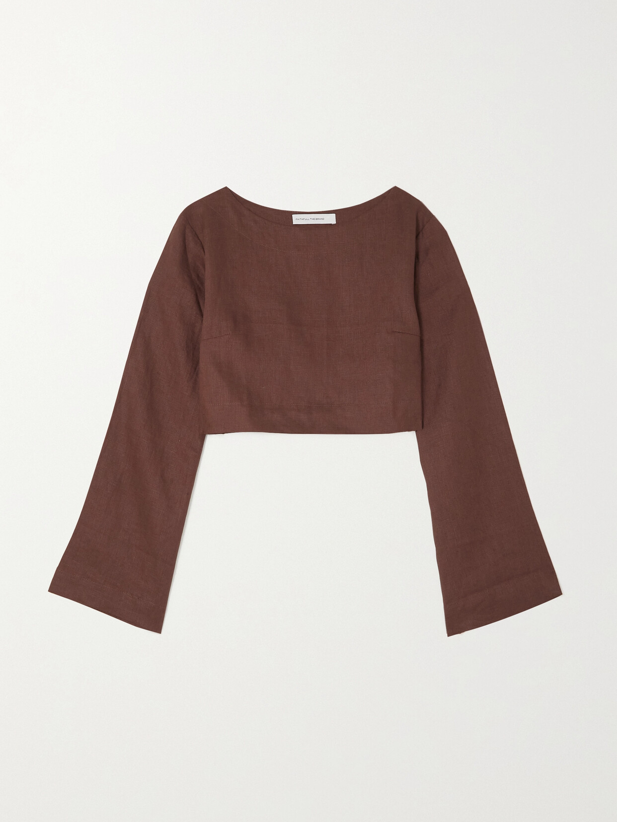 Faithfull The Brand + Net Sustain + Monikh Menorca Cropped Linen Top - Brown