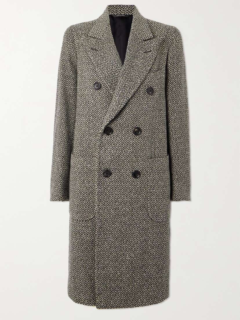 Loro Piana Herwin Double-breasted Herringbone Linen And Cashmere-blend Coat