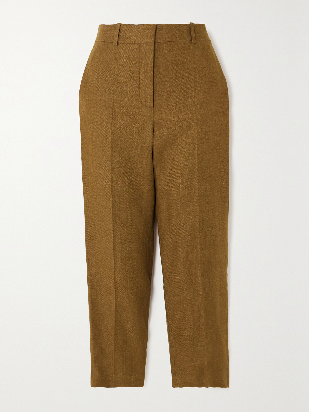 Loro Piana Cropped Linen And Wool-blend Tapered Pants In Brown