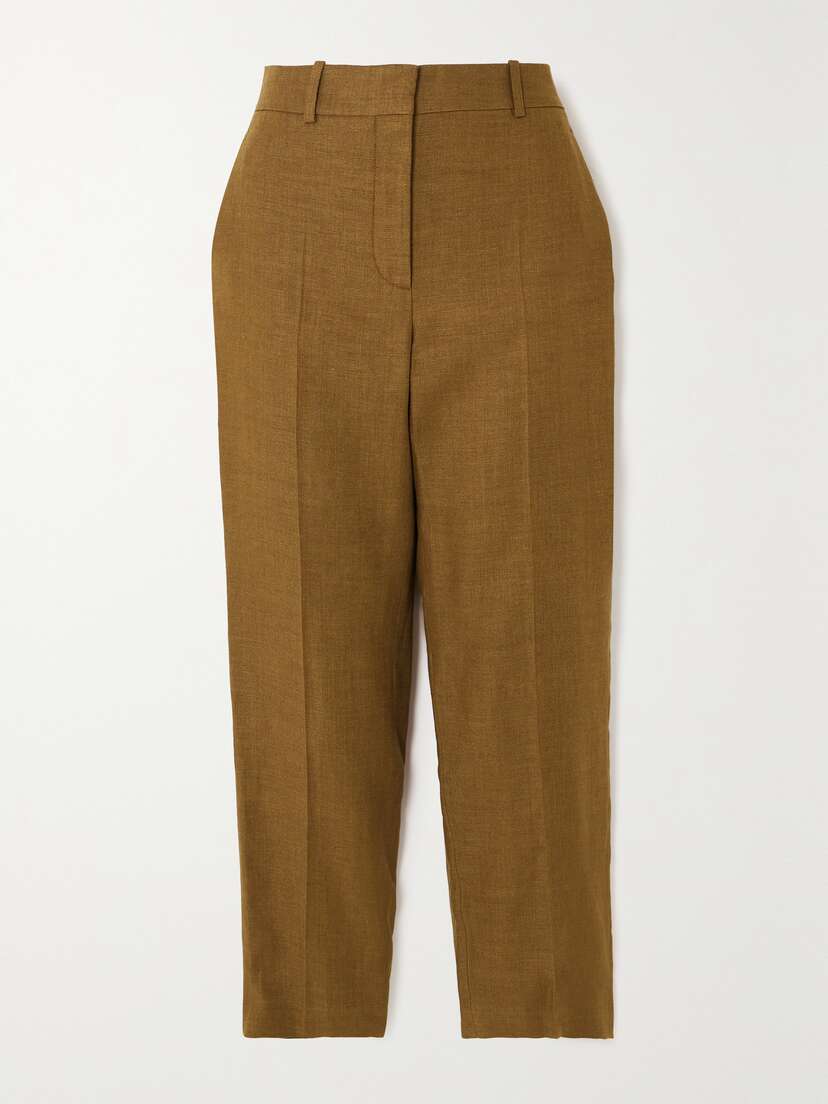 Loro Piana Cropped Linen And Wool-blend Tapered Pants