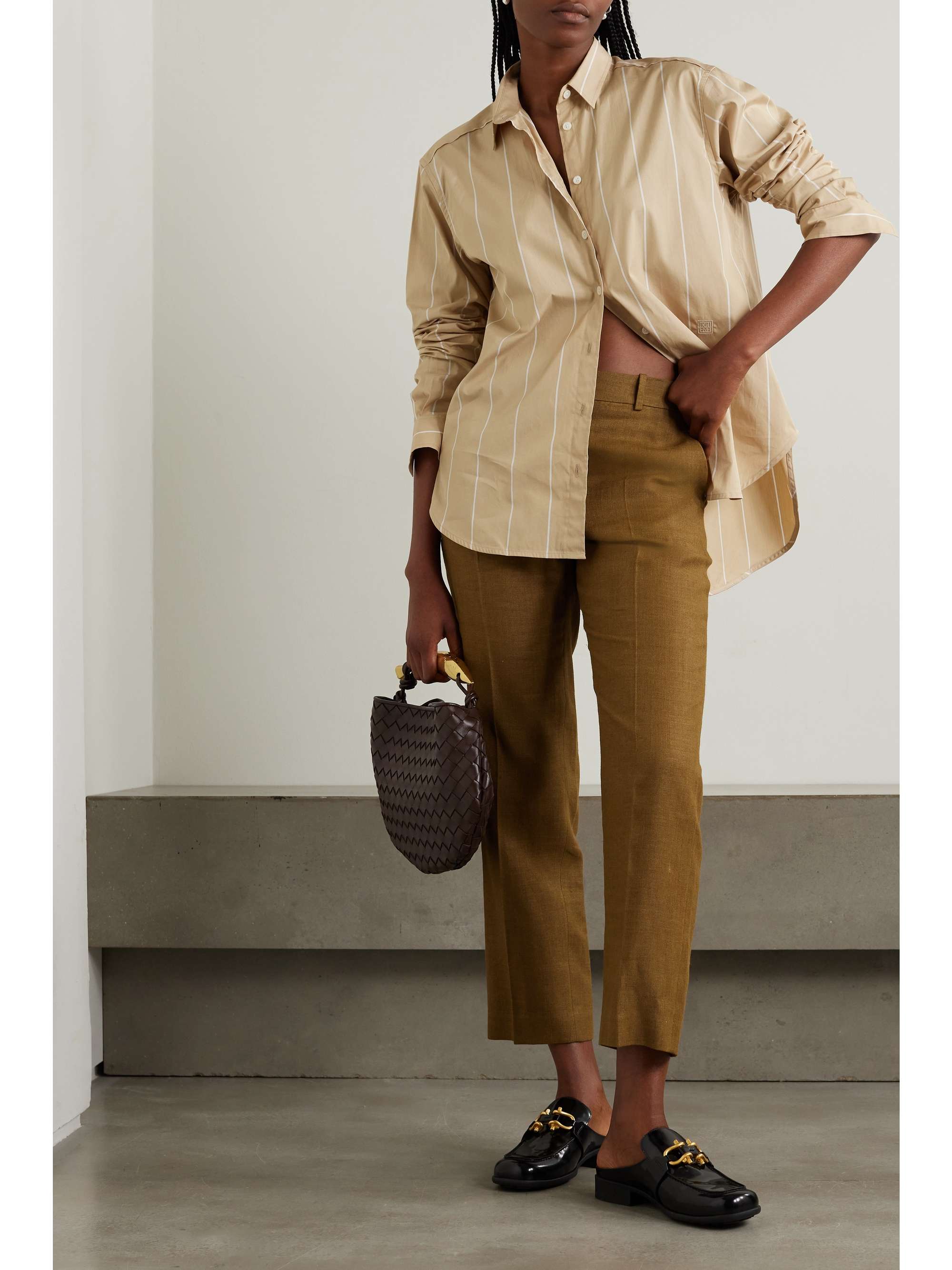 LORO PIANA Cropped linen and wool-blend tapered pants | NET