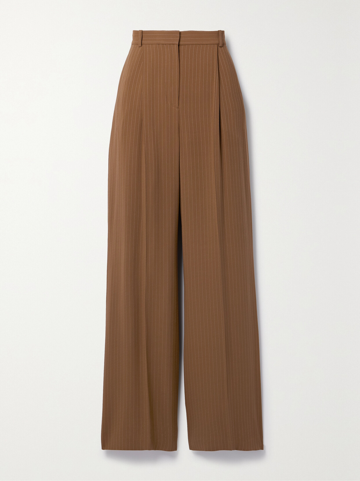 Loro Piana - Jail Pleated Pinstriped Silk-blend Georgette Wide-leg Pants - Brown