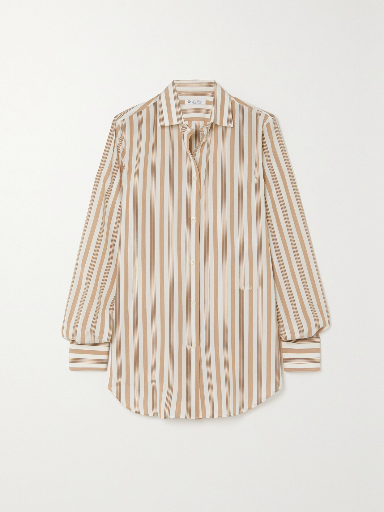 Loro Piana Kara Striped Silk Shirt In Off-white