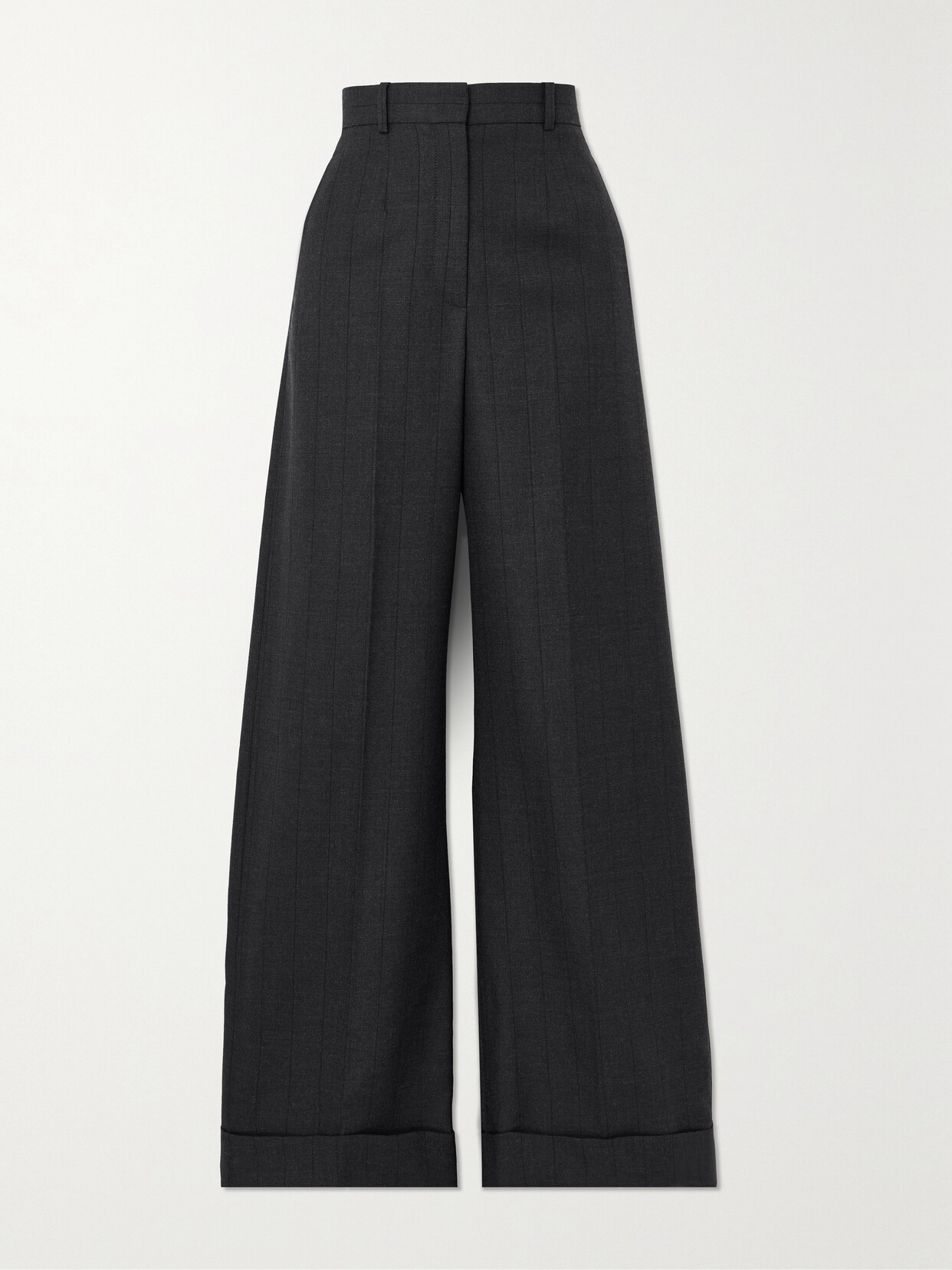 Loro Piana Bibal Pinstriped Wool-twill Wide-leg Trousers In Grey