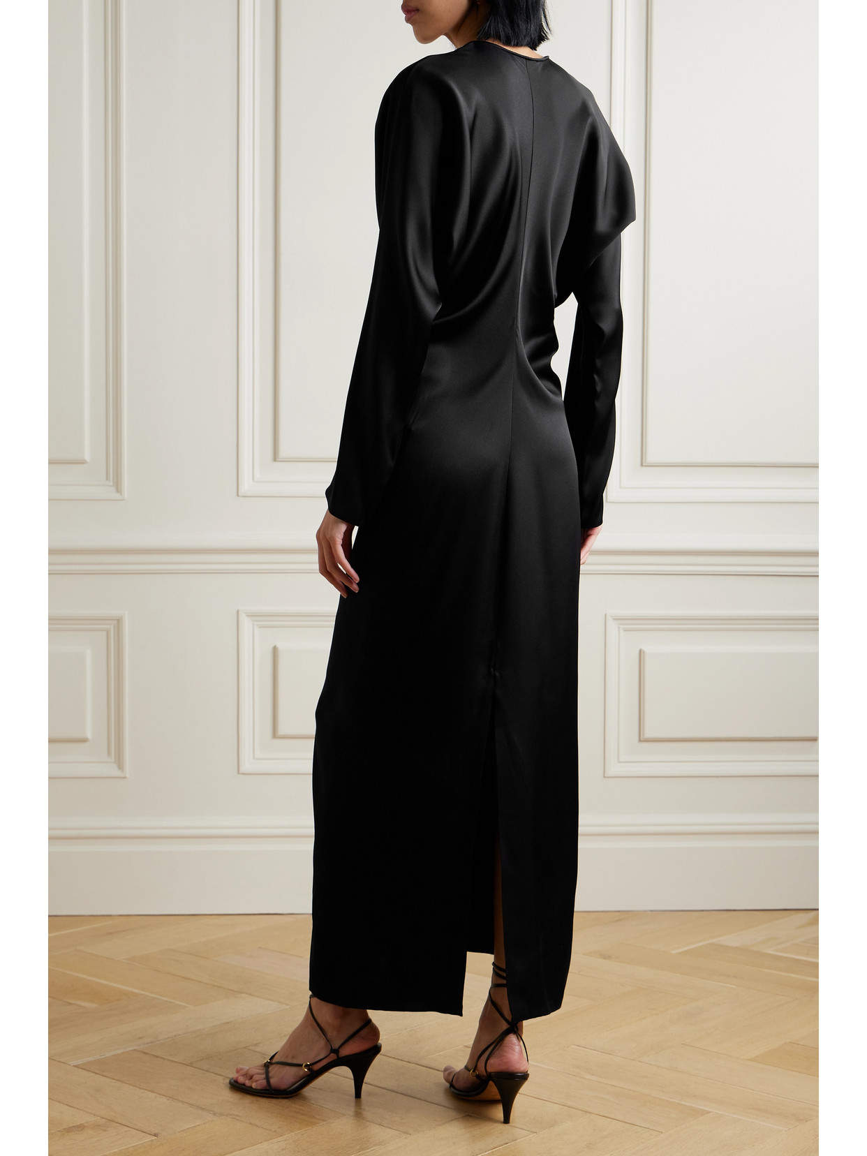 Loro Piana Silk-satin Maxi Dress In Black