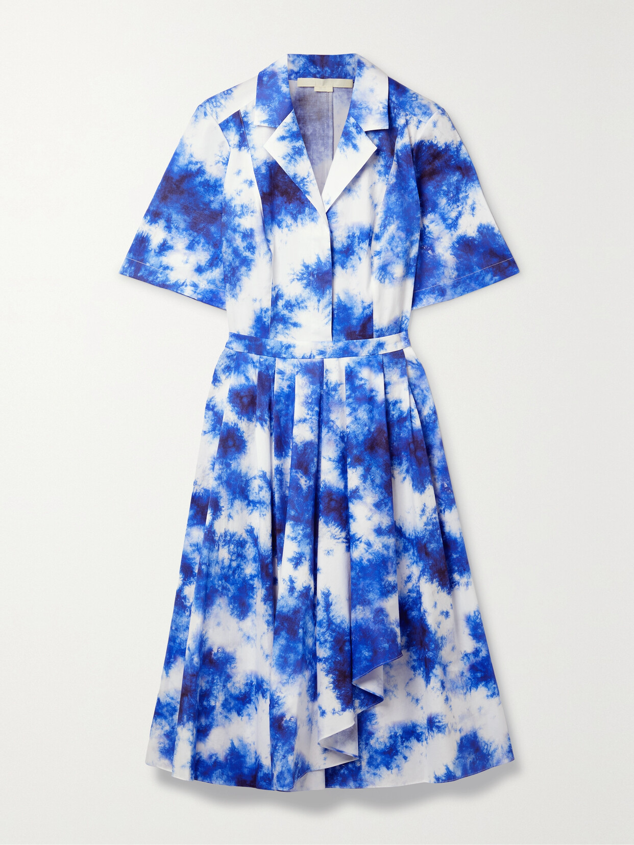 Jason Wu Collection Pleated Tie-dyed Cotton Midi Shirt Dress In Indigo Multi