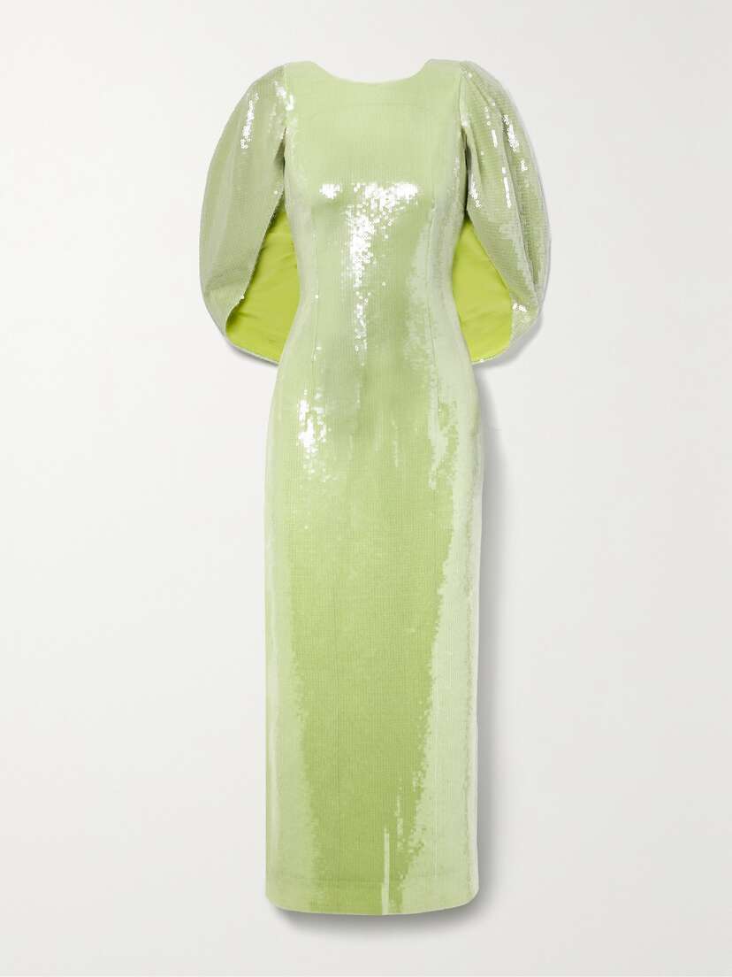 Huishan Zhang Alba Cape-effect Sequined Crepe Midi Dress - UK 16