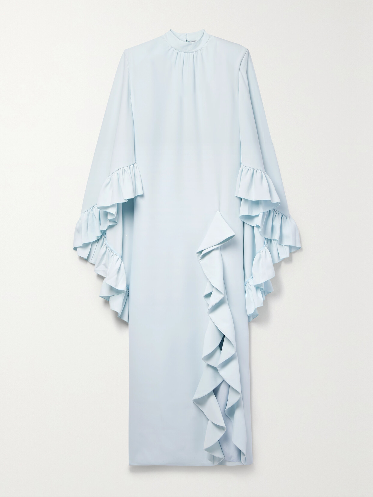 Huishan Zhang - + Net Sustain Calla Cape-effect Ruffle-trimmed Stretch Recycled-crepe Gown - Blue