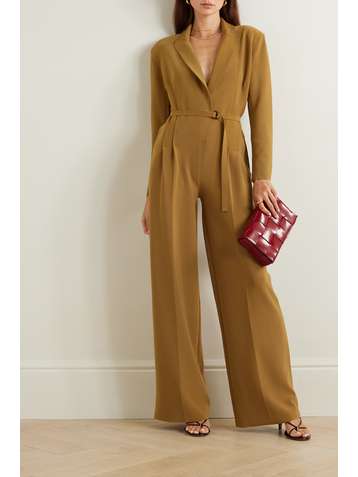 PLEATED PANT BELTED JUMPSUIT - Beige-pink