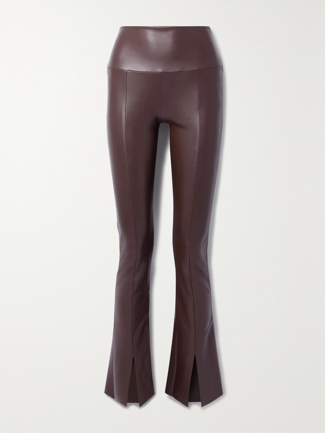 Norma Kamali Spat Vegan Leather Flared Leggings In Brown