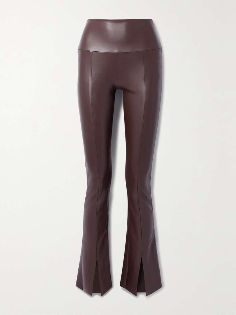Norma Kamali Spat Vegan Leather Flared Leggings
